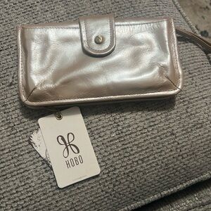 HOBO Metallic Blush Leather Wristlet Wallet